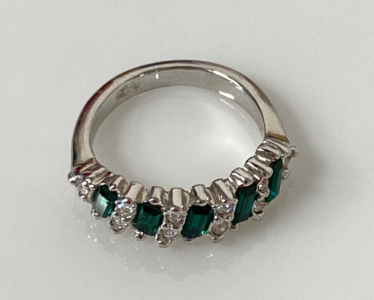 Sterling Silver Emerald Ring Size 6.5