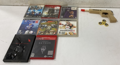 (8) PS3 Games, Rubberband Gun, & Fidget Spinner