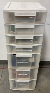 Plastic Storage with Assorted Electronic Hardware Components