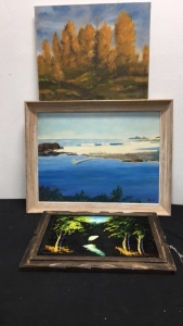 2 Paintings with Frames, 1 Without