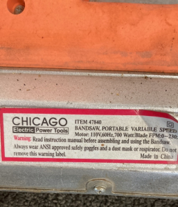 Chicago Electric Bandsaw