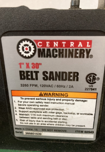 Central Machinery Belt Sander