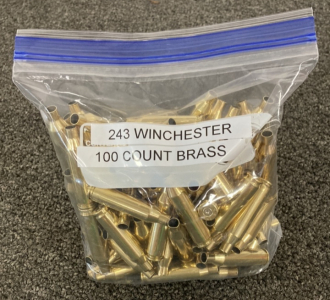 100 Count Brass Casings Of 243 Winchester