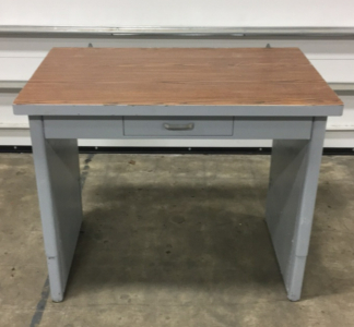 Solid Metal and Wood Adjustable Desk w/ Drawer