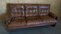 Wood Frame 84" Leather Sofa