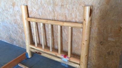 Custom Full Knotty Pine Headboard/Footboard w/Rails, Slats, Hardware