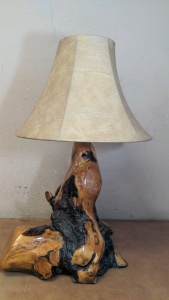 25" Polished Wood 3way Table Lamp
