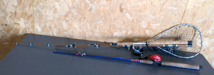 (2) Fly Fishing Rods & Reels w/Landing Net