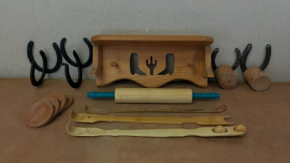 Shelf, Hooks, Back Scratchers, Rolling Pin, Castor Trays