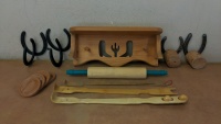 Shelf, Hooks, Back Scratchers, Rolling Pin, Castor Trays