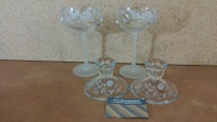 New Avon Crystal Hummingbird Wine Glasses & Candle Holders