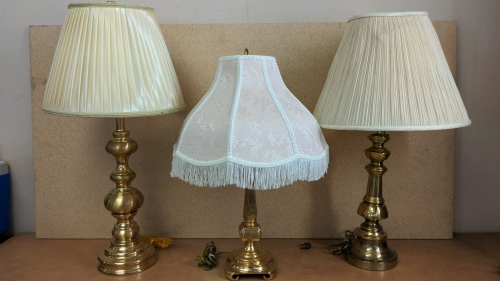 Brass Table Lamps w/Shades