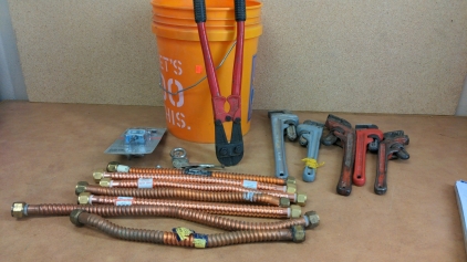 E14 & E18 Pipe Wrenches, 18" & 24" Copper Flex Connectors, Bolt Cutter, More