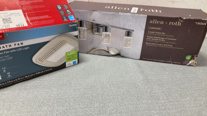 LED Bath Fan And (3) Light Vanity Bar