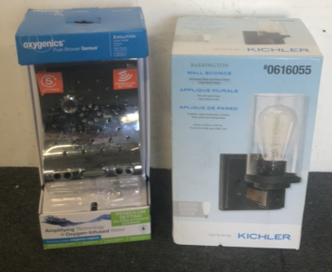 (1) Oxygenics Evolution Rain Shower Head (1) Kichler Wall Sconce Light