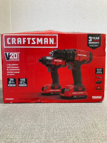 Craftsman V20 2-Tool Combo Kit 280-Drill/Driver 1460-Impact driver- Plus Batteries, Charger and Tool Bag