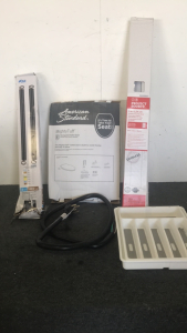 (1) Blue Hawk Garage Door Springs Kit (1) 220v Cord (1) Project source 1&rdquo; Cordless Vinyl mini blinds (1) American Standard Toilet Seat (1) Silverware Tray