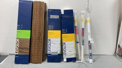 Levolor Nature Shade, (2) 2in Faux Wood Blinds,(3) Viny Roller Shade room Darkening