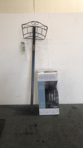 (1) Style Selections Scroll Hose Stand With Faucet (1) Quoizel 1-Light Wall Lantern