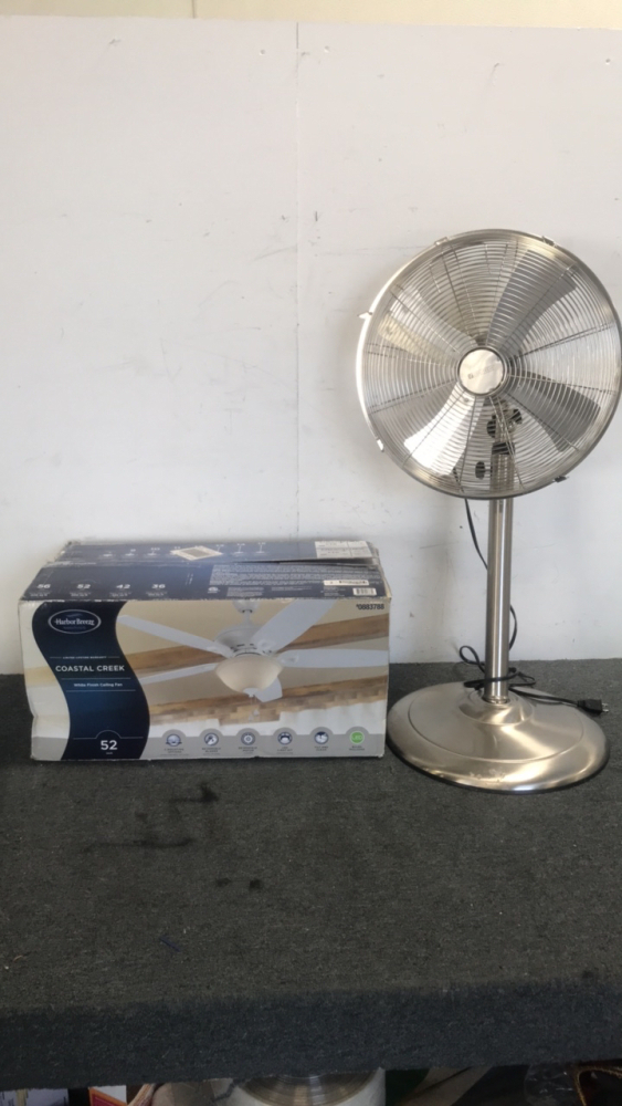 (1) Harbor Breeze 52” Ceiling Fan (1) Utilitech 18” Pedestal Fan