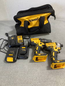 Dewalt Impact Driver DCF787 and Driver DCD777 Battery Charger and (2) Lithium Ion Batteries, plus tool bag