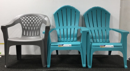 (3) Plastic Lawn Chairs