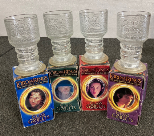 (4) Lord Of The Rings Collectible Glass Goblets