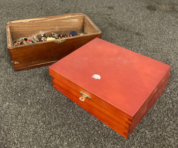 (2) Wooden Boxes And Assorted Jewelry