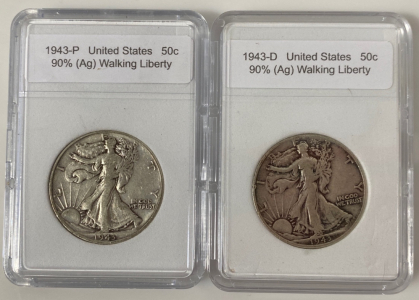 1943-P & 1943-D Walking Liberty Half Dollars