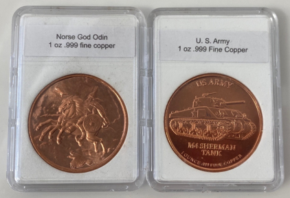 (2) 1oz .999 Fine Copper Rounds