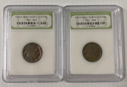 (2) Indian Head Buffalo Nickels