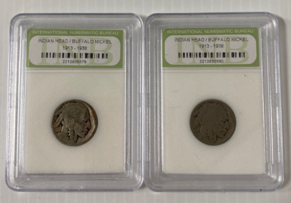 (2) Indian Head Buffalo Nickels