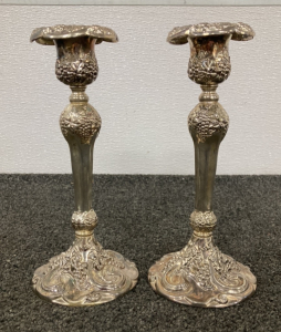 Pair Of Vintage Godinger Art Co. Silver Candle Holders