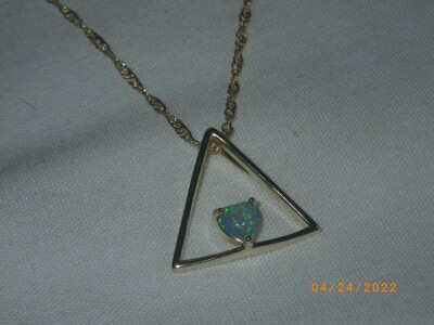 Blue Fire Opal Pndant on a 18" Necklace marked 925