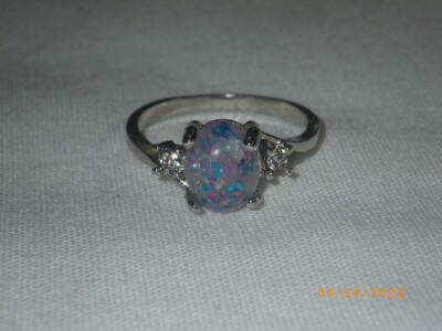 Pink Fire Opal size 9 Ring marked 925