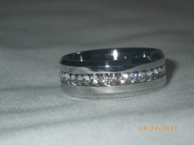 Wedding Band, Compton Fit Inlaid Stones size 10.5