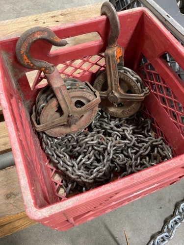 Crate Of Chains And Chain Hoists