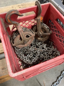 Crate Of Chains And Chain Hoists