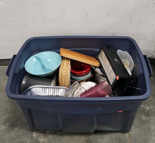 Tote Of Assorted Dishware