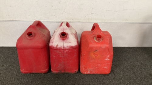 (3) 5 Gallon Gasoline Cans Without Caps