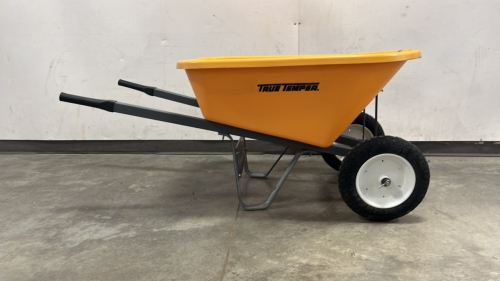 True Temper 6 Cubic Foot Poly Wheelbarrow with Dual Wheels