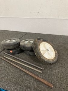 Tires and Assortment Of Metal Poles
