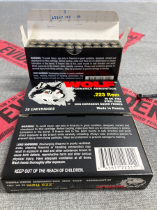 (3) Wolf Performace Ammunition .223 55gr. FMJ 20cart.