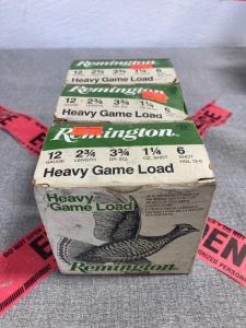 (3) Remington Heavy Game Load- 12gauge 2-3/4” 3-3/4Dr.EQ 1-1/4oz 6 shot