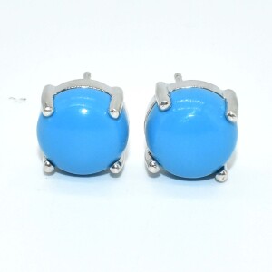 Silver Turquoise Man Made(8.15ct) Earrings