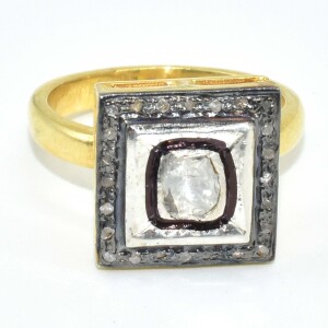 Gold plated Sil Rose Cut Diamond(0.6ct) Ring