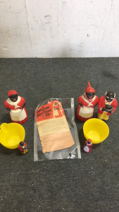 (3) Aunt Jemima Vintage Figurines (2) Aunt Jemima Tea Cups