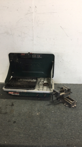 (1) Coleman Propane Camping Stove (1) Bench Vice