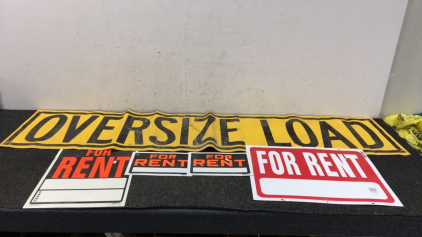 (4) For Rent Signs, (1) Oversize Load Banner
