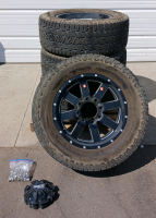 Full Set of Hankook 35&times;12.50R20LT Tires and Wheels with Lugs and Caps